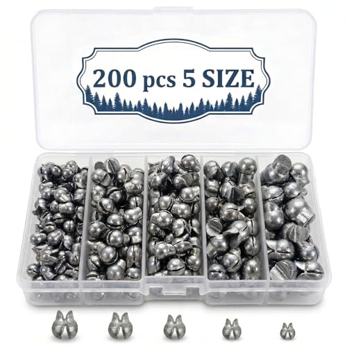 200/350 Pcs Premium Split Shot Fishing Weights Sinkers, Removable Leakproof Fly Fishing Split Shot for Freshwater & Saltwater， Bass Trout Circular Accessories - 5/6 Sizes(Duck 200)
