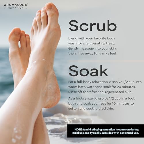 Aromasong Magnesium Flakes from The Dead Sea, 12 LB Resealable Black Bag - Muscle Relaxing Magnesium Chloride Bath Salts Soak for Headaches, Stress & Leg Discomfort