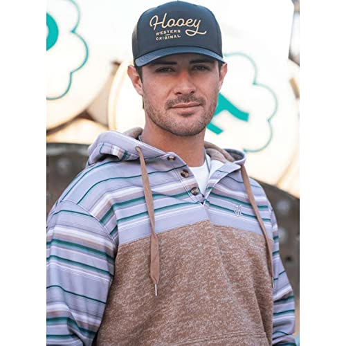 HOOEY Men's Jimmy Multi-Colored Stripe 1/4 Button Hooded Pullover Sweatshirt Tan Small2