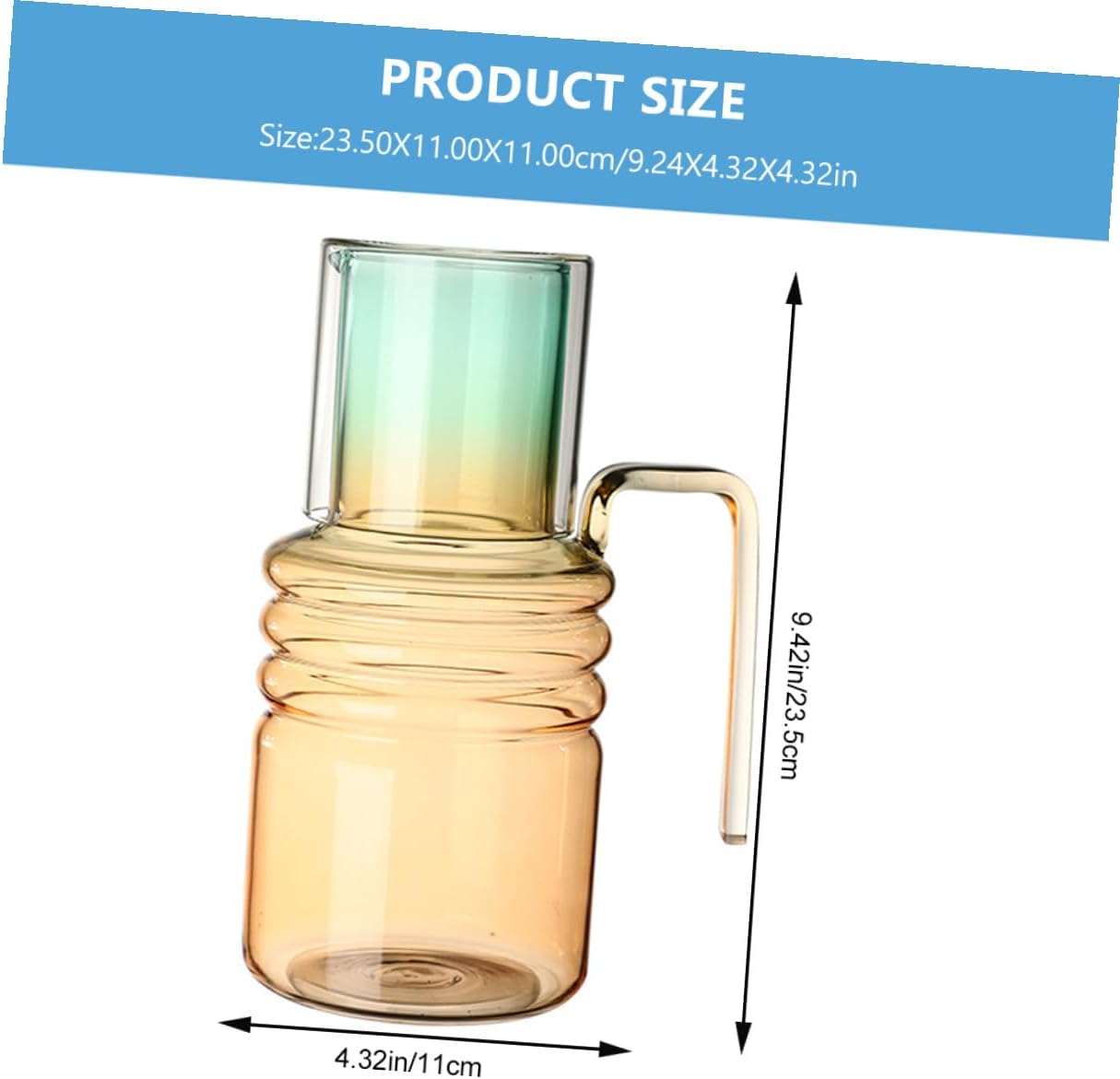 VILLCASE Gradient Tone Transparent Water Pitcher Heat-resistant Clear Carafe for Juice Tea Milk Cold Beverages with Pointed Spout Leak-resistant Household Drink Container