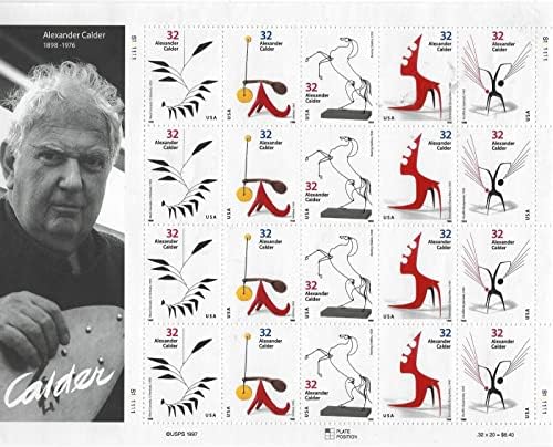 USPS Alexander Calder Full Sheet, Cent Postage Stamps, USA 1997, Scott 3198-3202 image 2