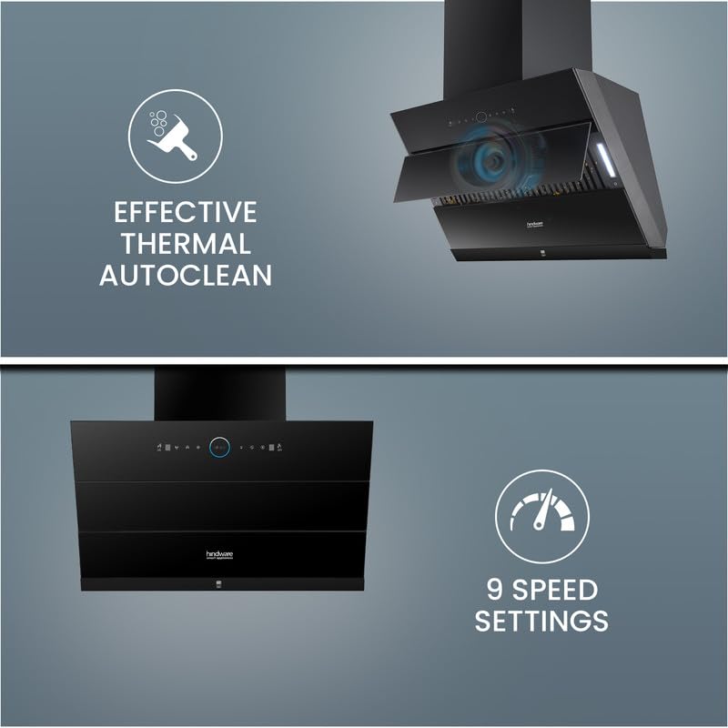 Image of Hindware Smart Appliances Skyla Neo BLDC 90 Blk | 1500 CMH | Auto Clean Chimney | Slant | Filterless | Motion Sensor | Automatic Louvre Opening | 12 Yrs Warranty on Motor & 3 Yrs on Product By Brand