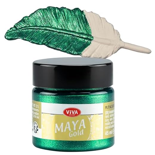 Viva Decor Maya Gold (Emeraude,45ml) Couleur métallique - peinture brillante pour activité créative - peinture acrylique pour bois, carton, béton, papier, toile sur chassis ect…