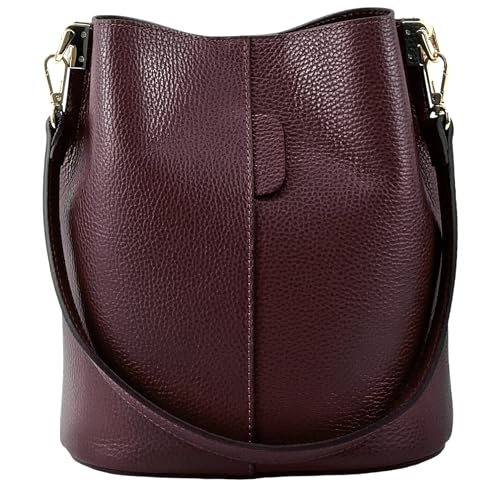 Modarno Borsetta a Secchiello Giulia in Vera Pelle Dollaro 23x16x27 cm
