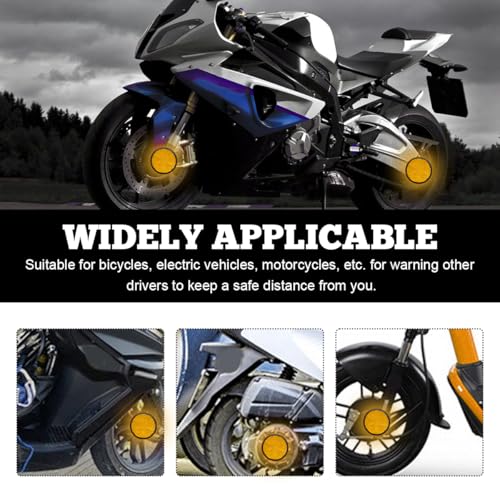 Image of povtii 2 PCS Motorcycle Warning Reflectors, M6x1.0 Waterproof Plastic Reflective Warning Reflector, Motorcycle Rear Safety Reflector with Screw, Universal Motorcycle Accessories (Round, Orange)