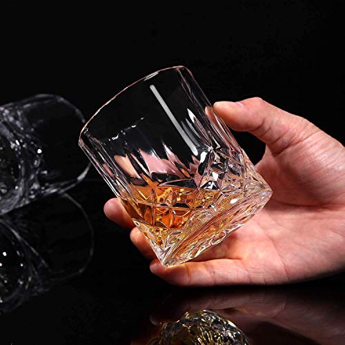 Image of LUXU Crystal Whiskey Glasses Set of 6-300 ml Bar Glass for Drinking Bourbon, Whisky, Scotch, Cocktails, Cognac- Old Fashioned Cocktail Tumblers ((XCV-6)