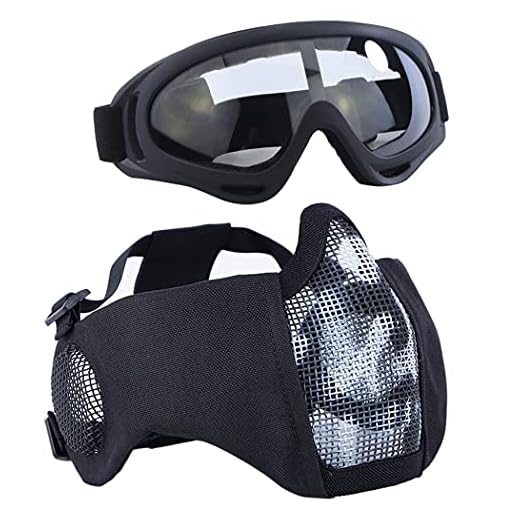 Aoutacc Kit de Protection Airsoft avec Demi-Masque en Maille avec Protection des Oreilles et Lunettes Pour CS/Chasse/Paintball/Tir (WB)