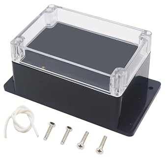 Junction Box, Zulkit Project Box IP65 Waterproof Outdoor Box ABS Plastic Electrical Boxes Electronic Enclosure with Fixed Ear 6.3 x 4.3 x 3.5 inch160 x 110 x 90 mmPack of 1