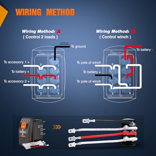 Image of Nilight UTV Winch Rocker Switch Momentary with Orange Backlit On Off 7 PIN | DPDT LED Light Bar Switches 12V 24V Toggle Jumper Wires Set for ARZR Can-Am ATVs UTVs Cars Trucks RVs