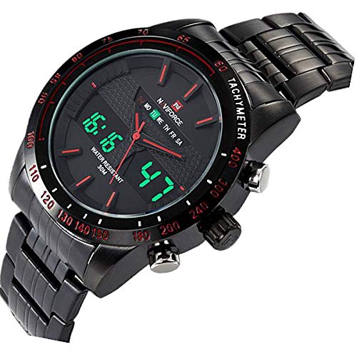 NaviforceMen's NF9024 Dual Movt Quartz Watch Analog Digital LED