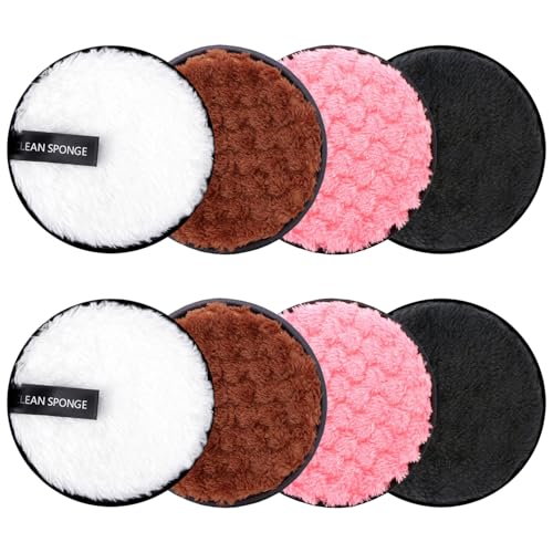 SYEYCW 8 Pièces Tampons Démaquillants, Coton Démaquillant Lavable, Réutilisable Double Face Disque Démaquillant, Tampons Nettoyant pour le Visage en...