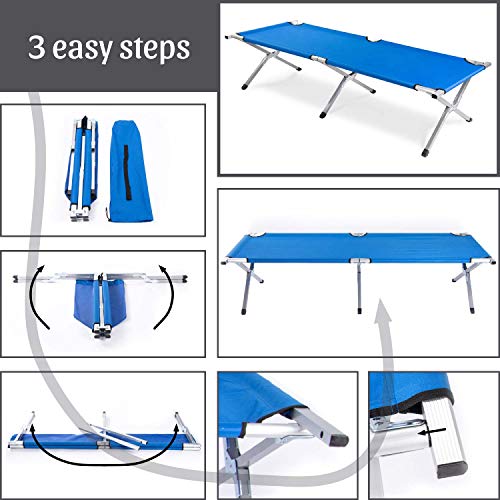 GOODS+GADGETS Faltbares Army Feldbett aus Aluminium - klappbares Campingbett & Gästebett (Schwarz)