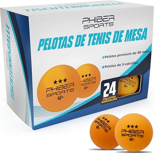 PHIBER-SPORTS Pelotas de Tenis de Mesa Premium 3 Estrellas [24 Piezas] Naranja - Características de Juego Ideales para Principiantes, familias y Profesionales