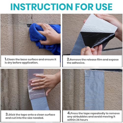 ADHES 1.5mm Dick Wasserdichtes Butylband, Starkes Selbstklebendes DichtungsbäNder 50mm x 5m x 1 Rollen Silber Aluminiumfolie Klebeband für, Bauwerke, Fassaden, Wohnwagen, Fenster, Container