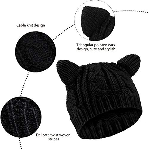 SATINIOR Katzen Ohr Mütze Hut Süße Katze Strickmütze Winter Strickmütze für Damen Mädchen - Image 7