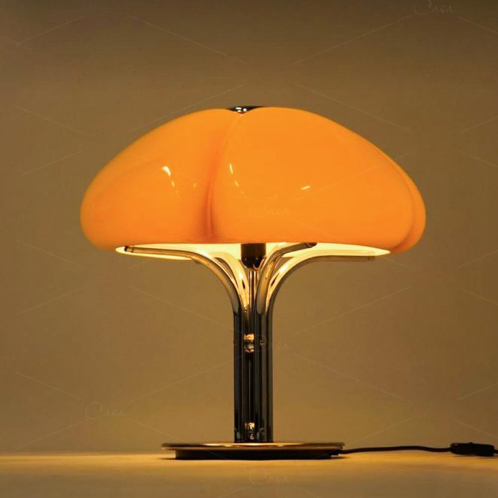 Lampe Persimmon Lampe de table kaki en verre orange pour chambres à coucher, salon, 3000K/4000K/6000K réglable, lampes esthétiques de 11,8 pouces pour chambre à coucher, lampe de chevet à base