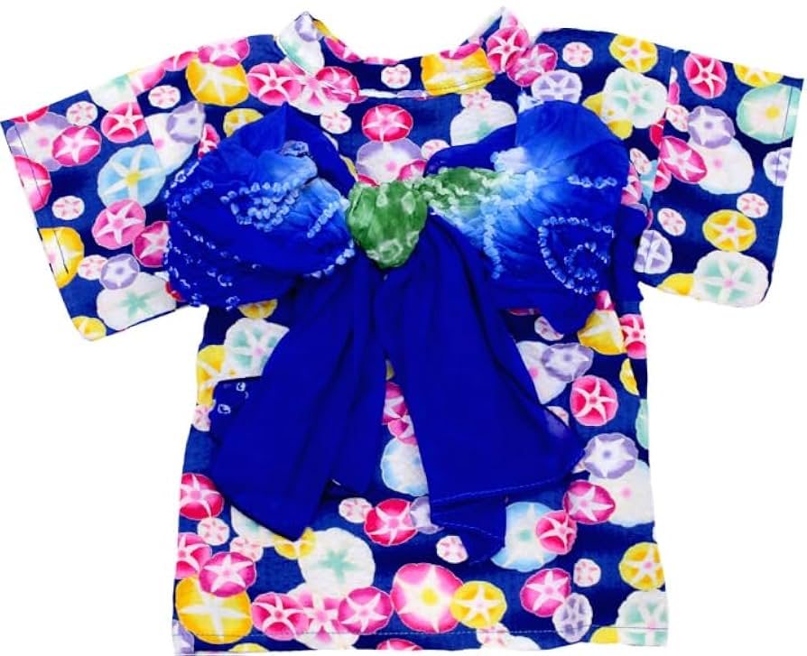 岡重　子犬の浴衣　青 岡重子犬の浴衣青