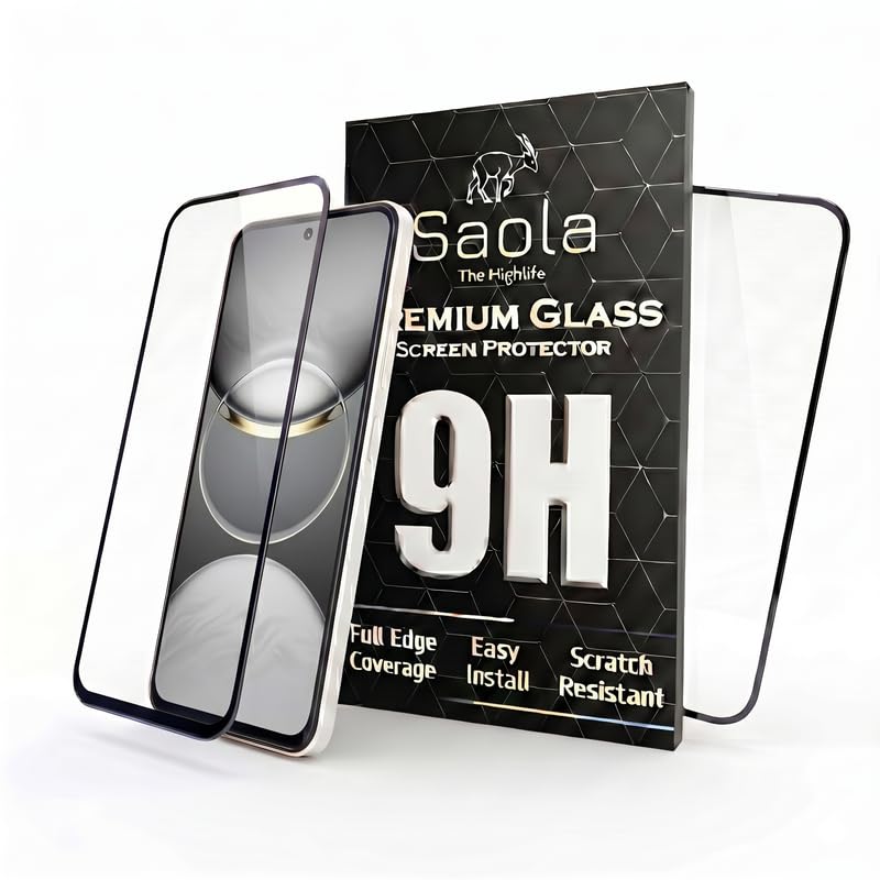 Image of Saola HD Clear Tempered Glass for Tecno Pova 6 Neo 5G | High Strength 9H Protection, Smooth Touch, Full Coverage Screen Guard, 2-Step Installation Kit | Quick & Easy Application (Pack of 2)