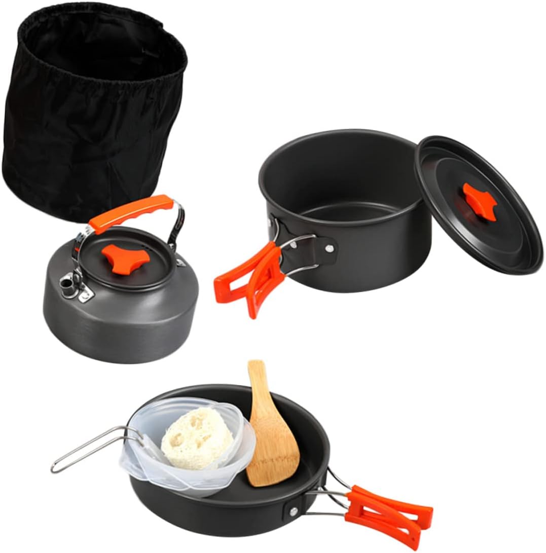 1set Person Portable Camping Cookware Outdoor for Hiking and Picnics Compact and Easy to Clean Cookware Essentials Storage Bag