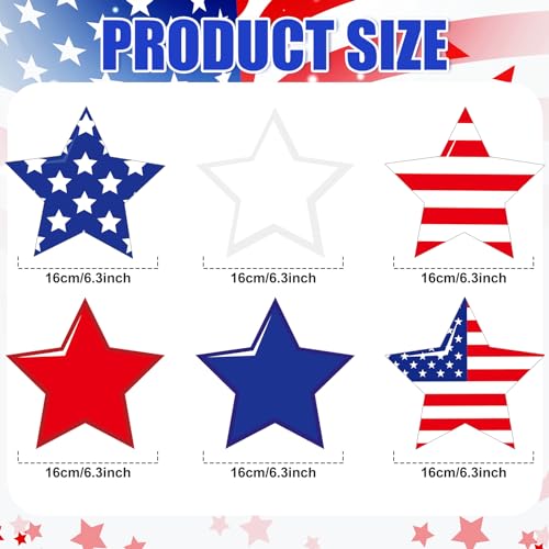 Image of 72 Pcs 4th of July Hanging Decorations Independence Day Party Decoration 250th Anniversary Red White Blue Swirl Star Decor Patriotic Ceiling Decorations USA for 4th of July Party Supplies