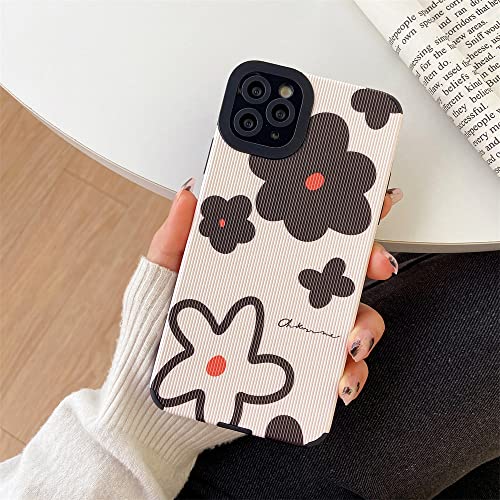 Compatible With Iphone 11 Pro Max Phone Case Fashion Faux Leather Silicone Cute Flower Protective Cover For Apple Iphone 11 Pro Max Cases - White #TOP2