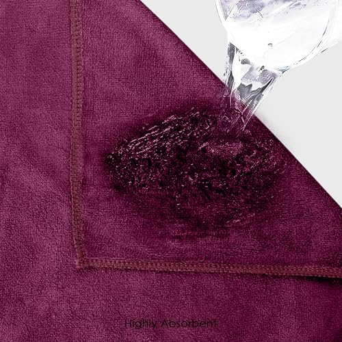 Image of HOUSSE Premium Hand Towel | Microfiber | Super Soft & Quick Dry | Home, Gym, Yoga, Fitness & Weight Lifting | Ultra Absorbent | 550GSM, 60x40cm [2-Pack] (Red Plum)