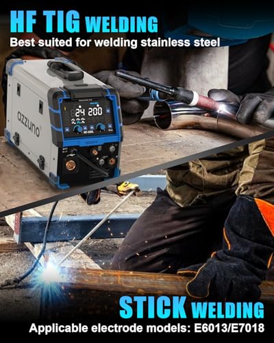 Image of AZZUNO 200A Plasma Cutter Welder Combo, 9 in 1 Multiprocess Welder Machine Gas MIG /PULSE MIG /MAG /Flux Gasless MIG /Spool Gun Compatible /HF TIG /Stick /CUT /SPOT MIG, 110 /220V Aluminum MIG Welding Machine