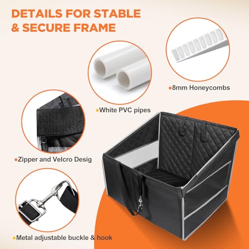 Gimars Verstärkung Extra Stabiler Hunde Autositz für Großer Mittlere Hunde, Wasserdicht Verbreiterung Hundesitz Auto Rückbank, Passagierfreundlich Hundebox Auto mit Netzfenstern Sicherheitsgurten, L