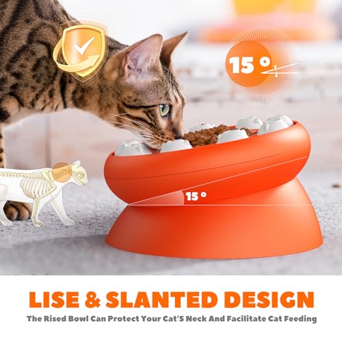 Cat-Slow-Feeder-Interactive-Slow-Feeder-Cat-Bowl-Raised-Elevated-Cat-Puzzle-Feeder-Food-Puzzle-Feeder-for-Indoor-Cats-Slow-Eating-Dry-Food-Orange