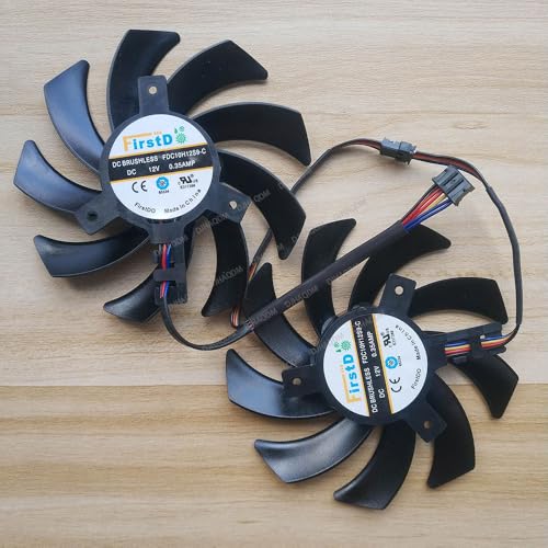DJHAQDM Compatible para Sapphire Dual-X R9 370X 380 280 280X HD7850 R9 285 HD7950 7970 12V 0.35A 85mm FDC10H12S9-C 4-Wire Ventilador refrigeración