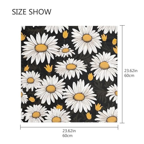 Daisy Silk Like Head Scarf for Women,Soft Fashion Neck Scarf Square Satin Head Scarf 23.6 Inches2