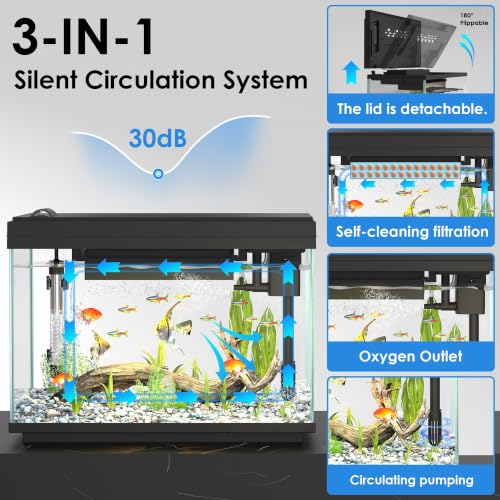 Image of Smart 5.8Gal Fish Tank Kit, Self-Cleaning with Quiet Filter for Beginners
