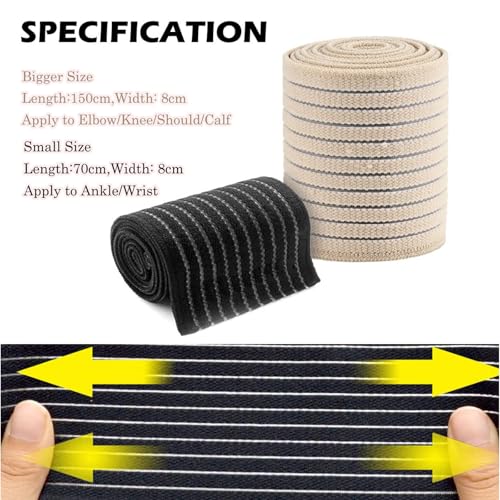 Ideal Swan Compression Bandage, 4 Pieces Elastic Wrap Knee Support Brace, Breathable Ankle Support Brace Knee Bandage Calf Support, Knee Brace Support For Women Men Sports, Running - Image 3