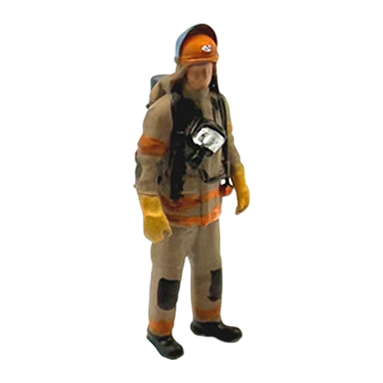 blloocod Firefighter Figures 1:64 Scale, 5-Pack Miniature Action Figure Set for Dioramas, Photo Props & Rescue Scenes, Plastic & Resin- Blue Hat