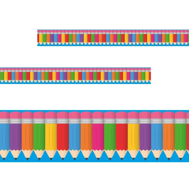 Colourful Pencils Classroom Trimmers 14.25m long Notice Board Display Borders