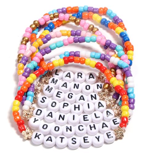 AICaes for Katseye Merch Friendship Bracelets Inspired by KATSEYE Concert Merch Stackable Stretch K-pop Beaded Bracelets Unique Merchandise Jewelry Gifts for Fans Women Men