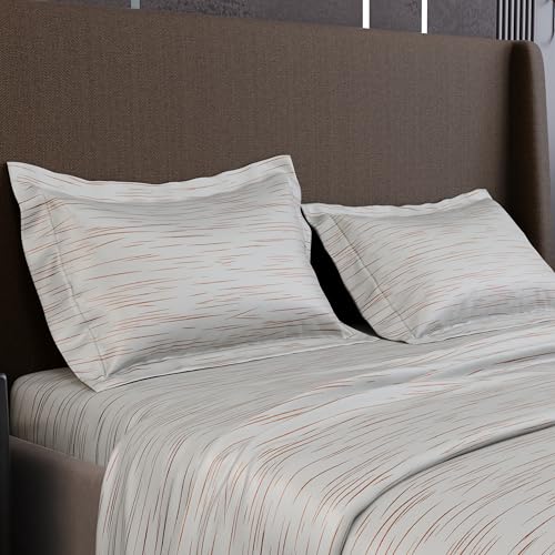Image of Stoa Paris 350TC Luxstre Cotton Super King Printed Bedding Set for King & Double Size Beds with 2 Pillow Covers, 274 x 274cm Bedsheet, All-Season Comfort, Breathable, Home Decor, Panache 2.0 - White