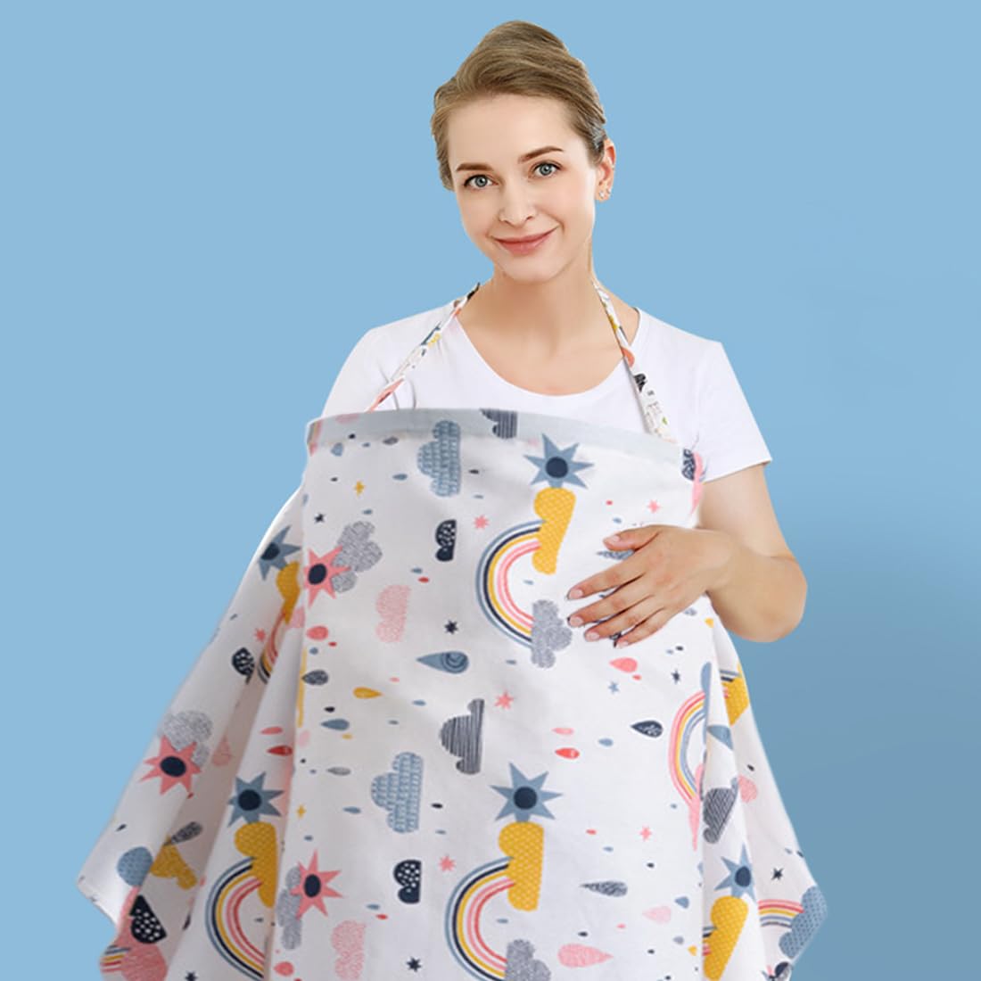 Scialle Per Allattamento In Cotone 100% - Grembiule Allattamento Discreto, Traspirante E Multifunzione - Foto 9