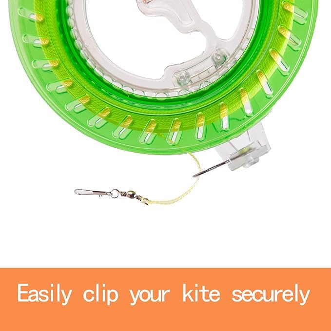 Trauebx Kite String Reel,6 Inch Kite String Spool,Kite Line Winder,Includes 1000ft Line High Strength Kite String,Safety Lock Design,for Kids and Adults (6 Inch Green)