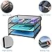 TSDRBWO 3 Tier Desk Organiser with Handle, Pull-Out Mesh File Organizer for Letter Tray Organizer Mesh Desk Organiser Tray Paper Storage Rack for A4 File Office Supplie, Black