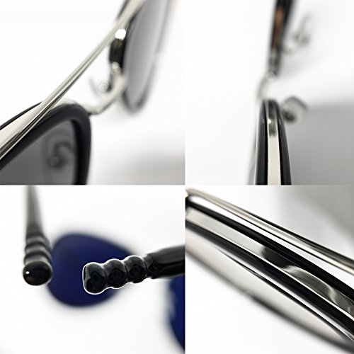 66449 Premium Aviator Vintage Hippie Retro Womens Mens Sunglasses (BLACK/ SILVER FRAME, Premium Aviator)4