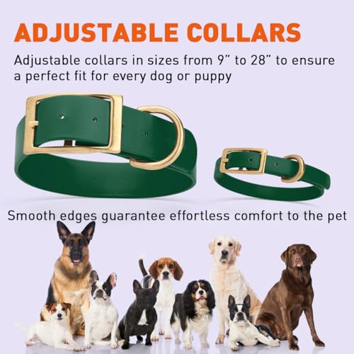 Image of Viper Biothane Heavy Duty Waterproof Dog Collar Strong Coated Nylon Webbing w /Solid Brass Hardware Odor-Proof Easy to Clean High Performance Fits Small Medium or Large Dogs, Hunter Green