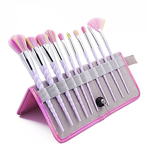 YA MI Unicorn Makeup Brushes Set Fantasy Makeup Tools Foundation Eyeshadow Unicorn Brushes Kit With Case (10Pcs)