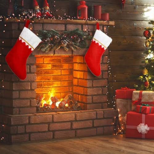 Cangfort 12PCS Personalized Christmas Stockings, Red and Green Christmas Holiday Stockings, 14 Inches Red Felt Xmas Stockings, Large Santa Stockings for Christmas Decorations