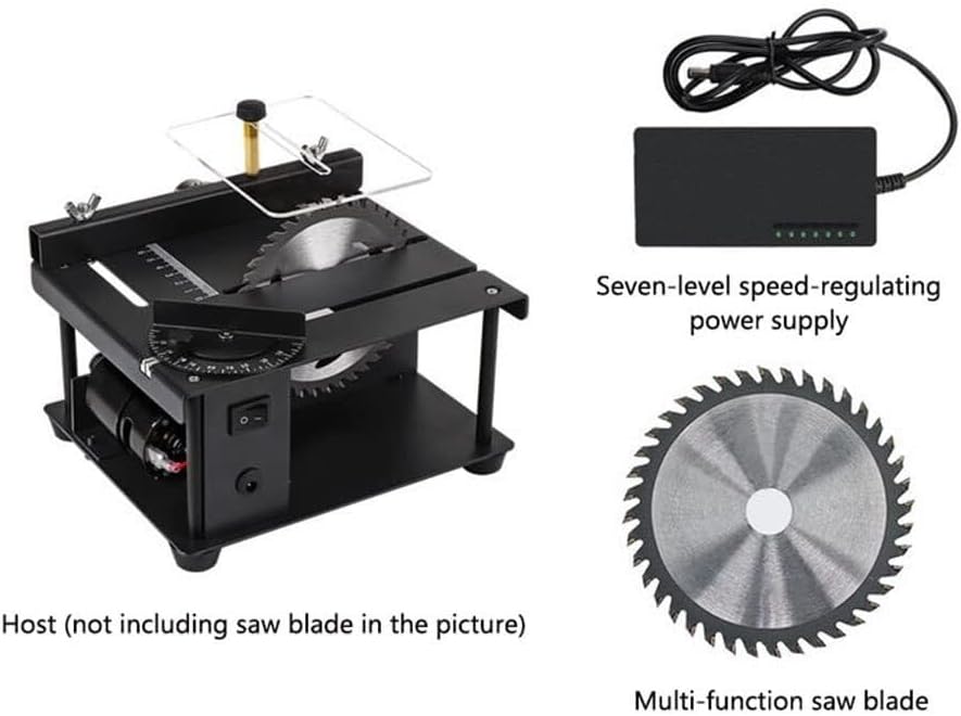 Portable Precision Household DIY Table Saws, Saw Blade Height Adjustable, 7-Level Speed Adjustable Multifunctional Table Saws for Wood Metal Plastic Cutting