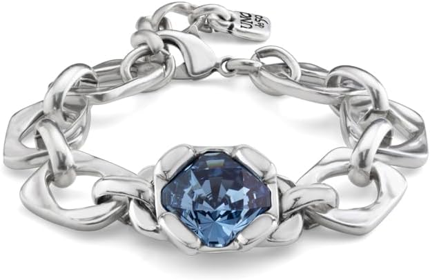 Uno de 50 MARVELOUS Bracelet, Sterling Silver-Plated, Blue Faceted Crystal, Link Bracelet