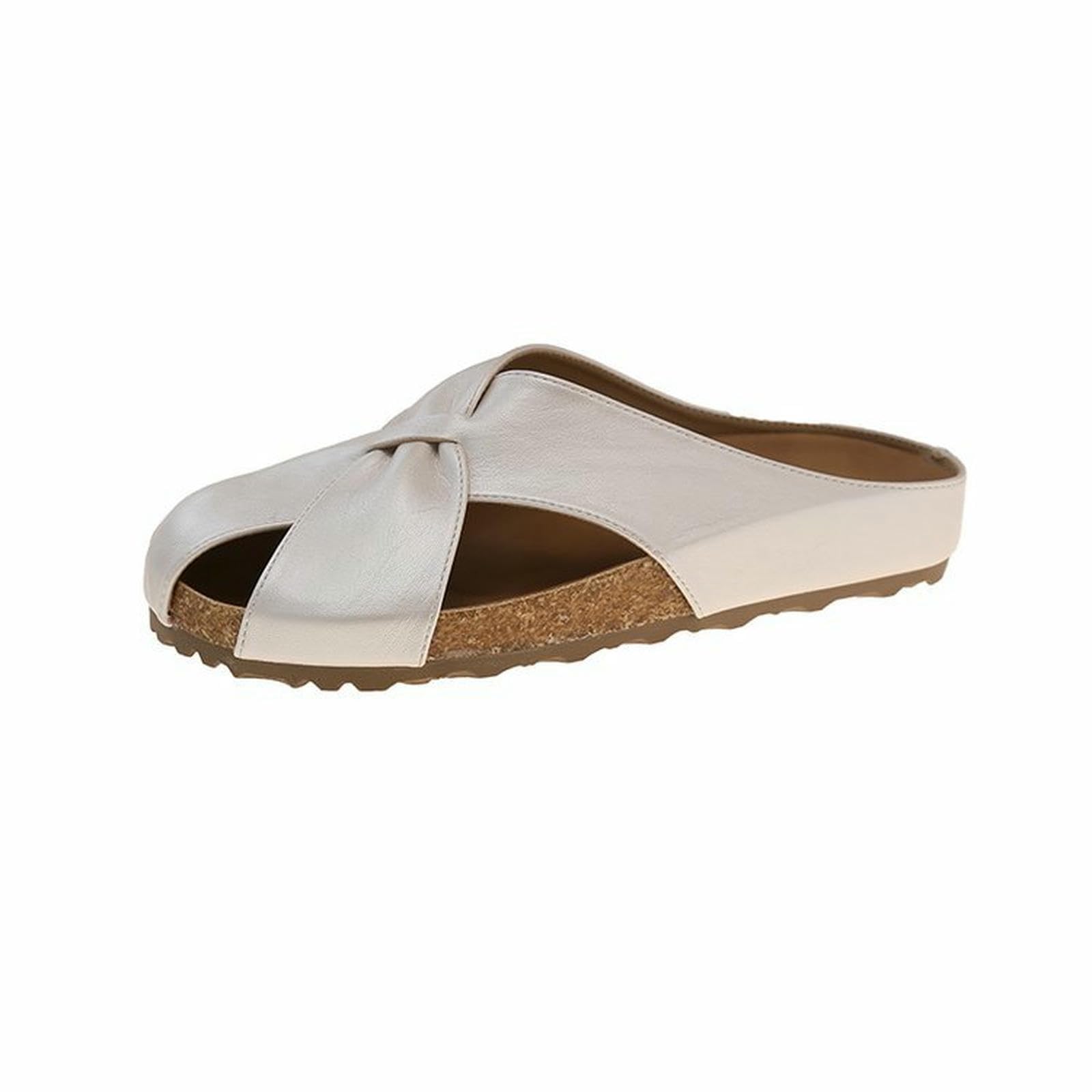 Donna Pantofole Sollette da A Sola con Chiusa Donna, Comodi Indossare Gonne, Bellissimo Argento-bianco-38