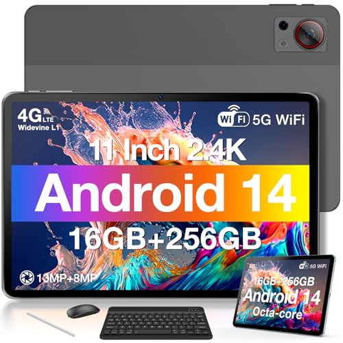 Image of T30STablet 11'' Android 14 16GB+256GB /1TB TF Octa-Core, 2.4K Display, 8580mAh, 4G-LTE Android Tablets, Bluetooth 5.0+2.4G /5G WiFi, Tablets with Pen, Keyboard