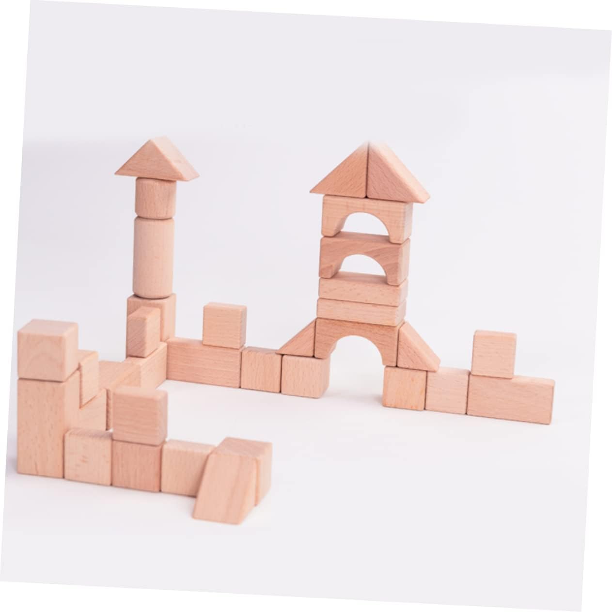 20pcs Solid Wood Building Blocks Beech Granule Blocks for Boys and Girls Sturdy Smooth and Safe for DIY Projects
