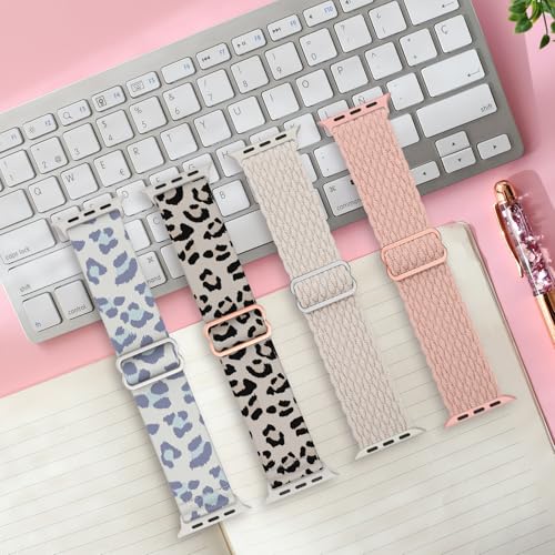 Image of Delidigi Stretchy Bands Compatible for Apple Watch Band Women 40mm 38mm 41mm 42mm 44mm 45mm 46mm 49mm, Nylon Braided Straps for iWatch Series 11 10 9 8 7 6 SE 5 4 3 Ultra 3 2 1